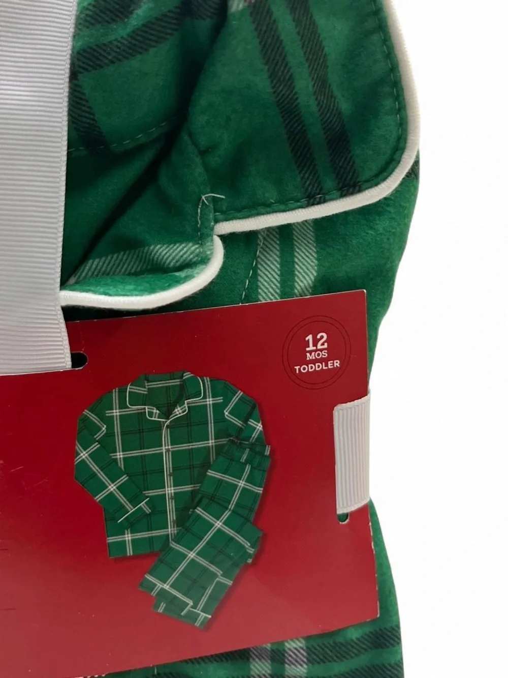 2 Piece Family Sleep Set Green White Plaid 12M Unisex Boy Girl Pajama Set NWT